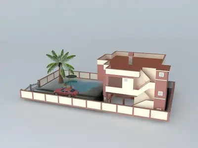 House Jasar Ulcinj light colors Free 3D model