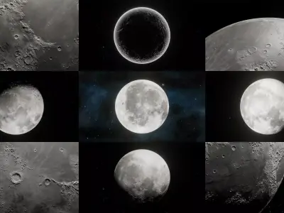 The Moon with 16K Texture and Height Map Low-poly 3D model