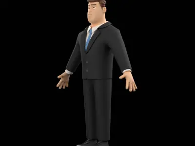 Businessman Cartoon Character Illustration 3D model 3D model 3D model