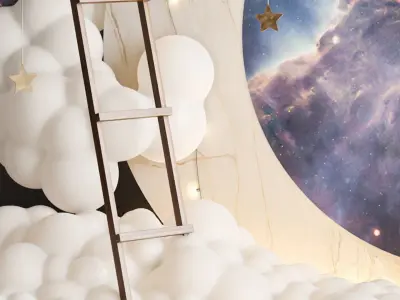 Decor for a children room in the style of space 3D model