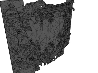 Elegant Floral Wall Decor Relief Panel Low-poly 3D model