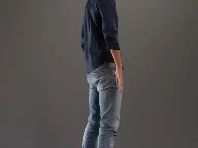 Rigged 3D boy with realistic hair in casual clothing Low-poly 3D model