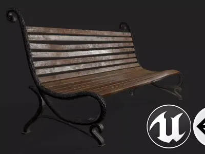 Street Bench Low-poly 3D model buy