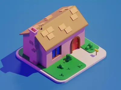 Cartoon house Low-poly 3D model 25