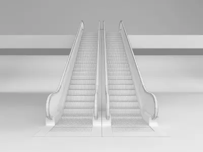 Escalator in modern building 3D model