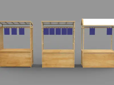 wooden food stands 3D model