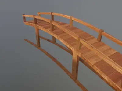 Asian Wood Bridge Low-poly 3D model
