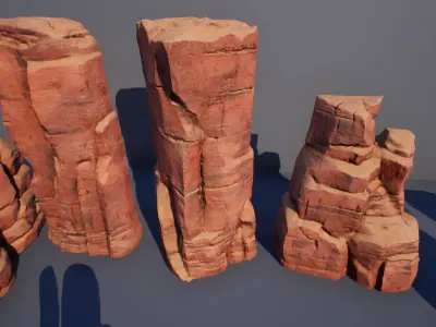 Cliff Rock Stone Set Low-poly 3D model