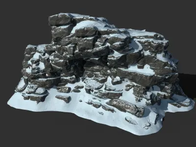 Low poly Snow Cliff Rough Rock 210404 Low-poly 3D model