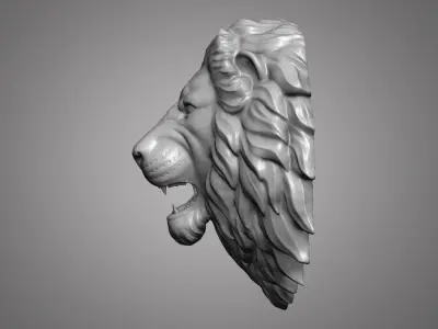 lion head sculpture 3D print model