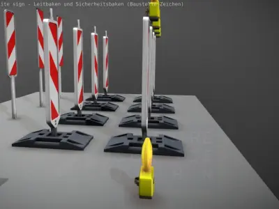 Construction Site Traffic Signs - Pack Low-poly 3D model