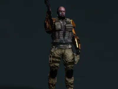 Female Cyborg Character Low-poly 3D model