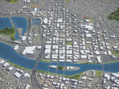 Cedar Rapids - 3D City Model Low-poly 3D model