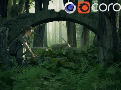 Ellie the last of us 2 - Forest set Cinema4d and Corona 3d model 3D model