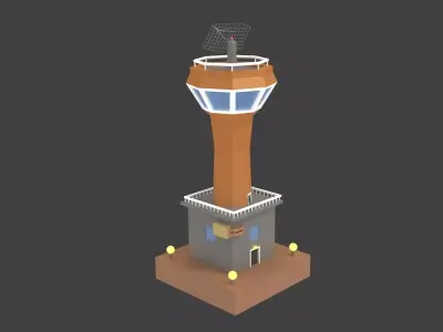Low Poly Cartoony Space Colony Tower Low-poly 3D model