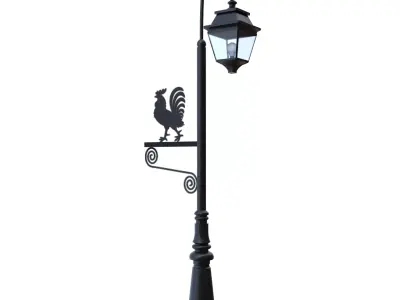 Black Low Poly Vintage Street Lamp Post PBR Game Ready  Low-poly 3D model