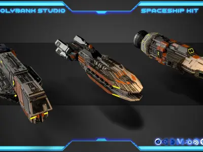 Spaceships Package Low-poly 3D model