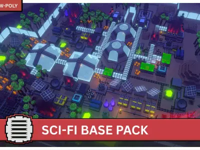 Sci-Fi Base Pack - Stylized Low poly 3D Models Low-poly 3D model