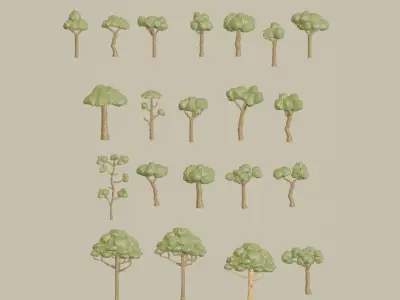 Low Poly Nature Trees  Low-poly 3D model