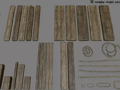 woods and ropes Low-poly 3D model