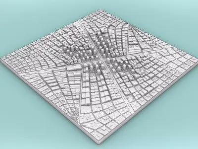 City network concept downtown Low-poly  Free low-poly 3D model