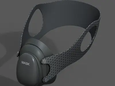 Gas mask protection futuristic technology  Low-poly 3D model