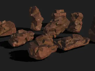 Mountain desert Rocks - PBR Pack 03 Low-poly 3D model
