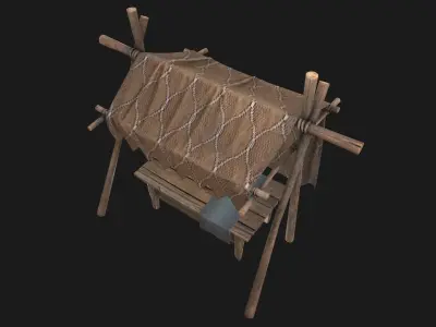 Bazaar Stall Low-poly 3D model