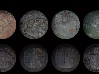 8 Wooden Surface set  3D model