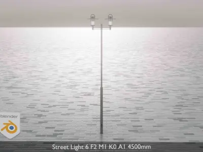 Street Light 6 F2 M1 K0 A1 4500mm  Low-poly 3D model