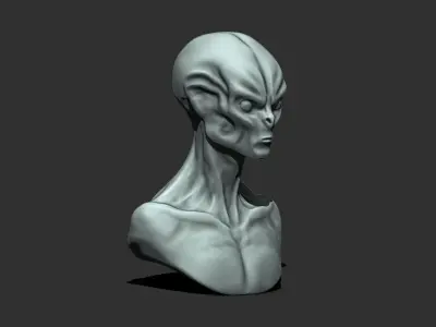 Alien Bust 8 - Sculpture Detailed 3D STL 3D print model