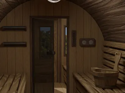 Garden Barrel Sauna Low-poly 3D model