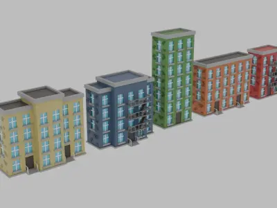 3D City Assets Low-poly 3D model