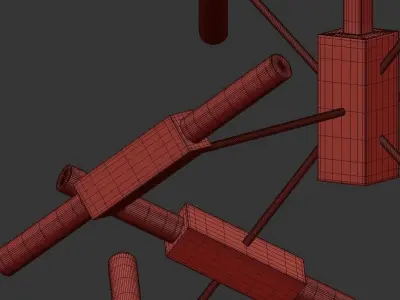 TUBULAR chandelier with wires hanging from it 3D model