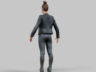 A Pose girl in leather skirt Rigged Low-poly 3D model