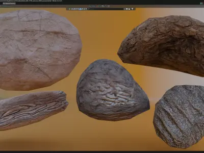 5realistic rock assets with detailed surface variation sandstone Low-poly 3D model