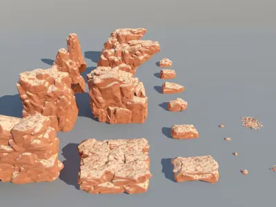 Godot Cliffs and Rocks Asset Pack 1 Low-poly 3D model