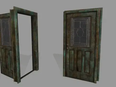 door 1 pair of wooden doors Low-poly 3D model buy