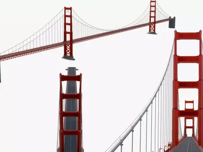 Steel Suspension Golden Gate Bridge 3D model