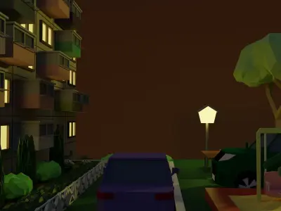  Post Soviet high-rise building Low-poly 3D model