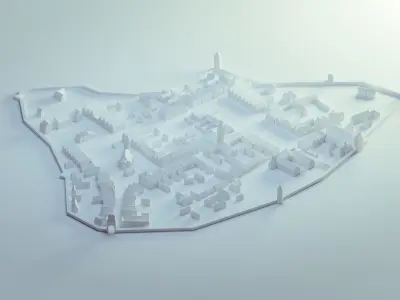 Old town Uherske Hradiste Low-poly 3D model