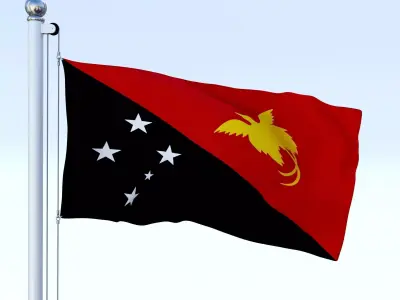Animated Papua New Guinea Flag Low-poly 3D model