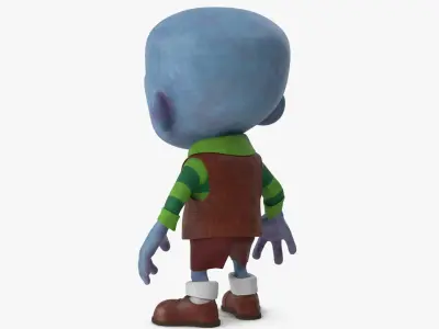  Cartoon Zombie Blue in a Brown Costume 