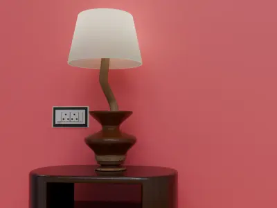 Modern Wooden Table Lamp with Shelf and Switchboard  3D model