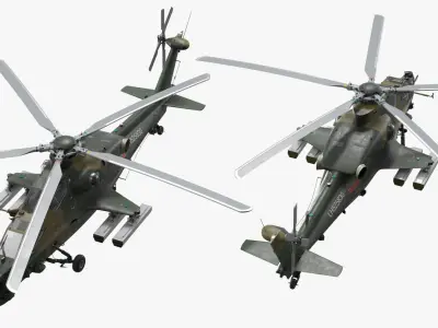  Changhe Z-10 Helicopter with Rockets Fire Snake 70A 