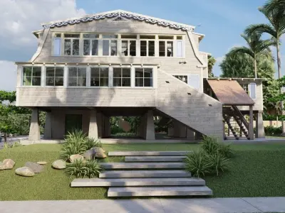 Casa Scene-villa-modern house 3D model 34