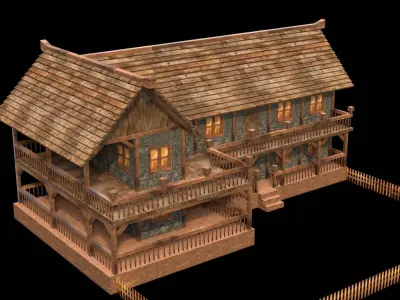 Historical Medieval Building Low Poly Model Low-poly 3D model