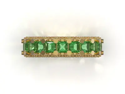 Emerald and Diamond Eternity Ring model rr0144 3D print model
