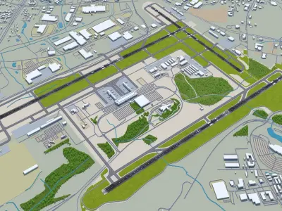 Piedmont Triad International Airport Greensboro 10km Low-poly 3D model