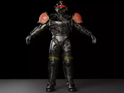Fantasy Sci-Fi Armoured Character Rigged Blender 3D model